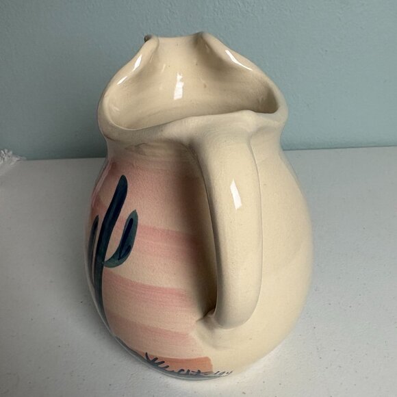 Ellis Prod Pottery Vintage Clay Pitcher with Desert Motif Signed by Artist 1994 - Picture 4 of 7